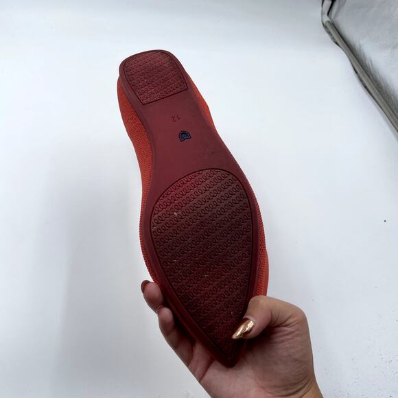 Rothy's The Point Flat in Hot Chili Red Knit Women's Washable Shoes - Size 12 - Picture 7 of 8
